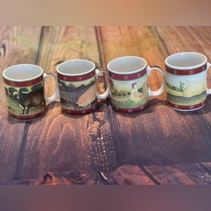 BLOCK country farm animals mugs set of 4 Cow Sheep Rooster Pig